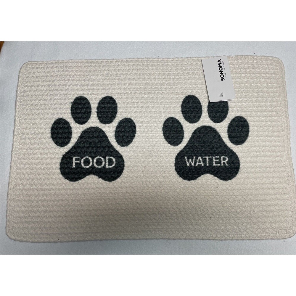 New Sonoma Goods For Life Paw Print Rectangular Pet Feeding Mat 12"W x 18"L